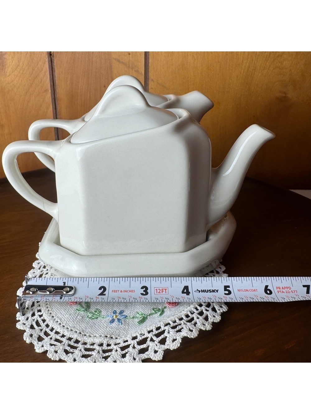 Vintage Hall China Tea For Two Set White Teapot Hot Water Pot Tray 185 186 188 - Picture 12 of 12